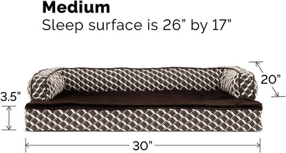 Orthopedic Dog Bed for Medium/Small Dogs W/ Removable Bolsters & Washable Cover, for Dogs up to 35 Lbs - Plush & Woven Decor Comfy Couch Sofa - Diamond Brown, Medium