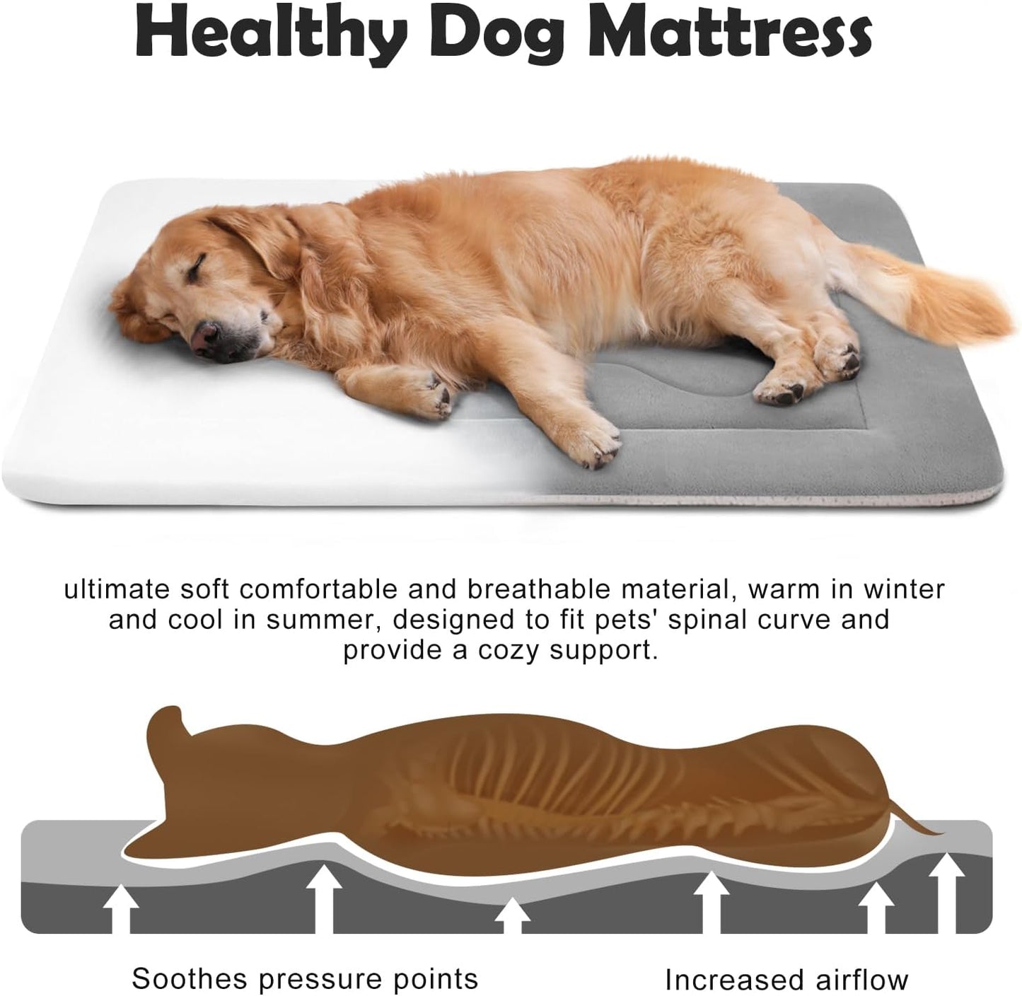 Large Dog Bed Soft Dog Crate Pad Mat 42 in Non-Slip Bottom Washable Dog Sleeping Mattress Pet Beds Cat Beds Kennel Pads