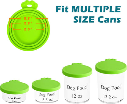 4 Packs Silicone Pet Can Lids, Dog Cat Food Can Cover, Universal Size Can Tops, 1 Fit 3 Standard Size Food Cans, BPA Free Dishwasher Safe (Blue, Green, Orange, Pink)