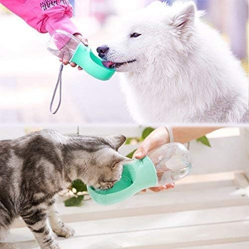 Dog Water Bottle for Walking, 2.76" Big Trough 12OZ Leak Proof Portable Small Pet Water Bottle for Cat Puppy, Pup Safe & Durable Non BPA Travel Dog Drinking Bottle for Hiking-Blue