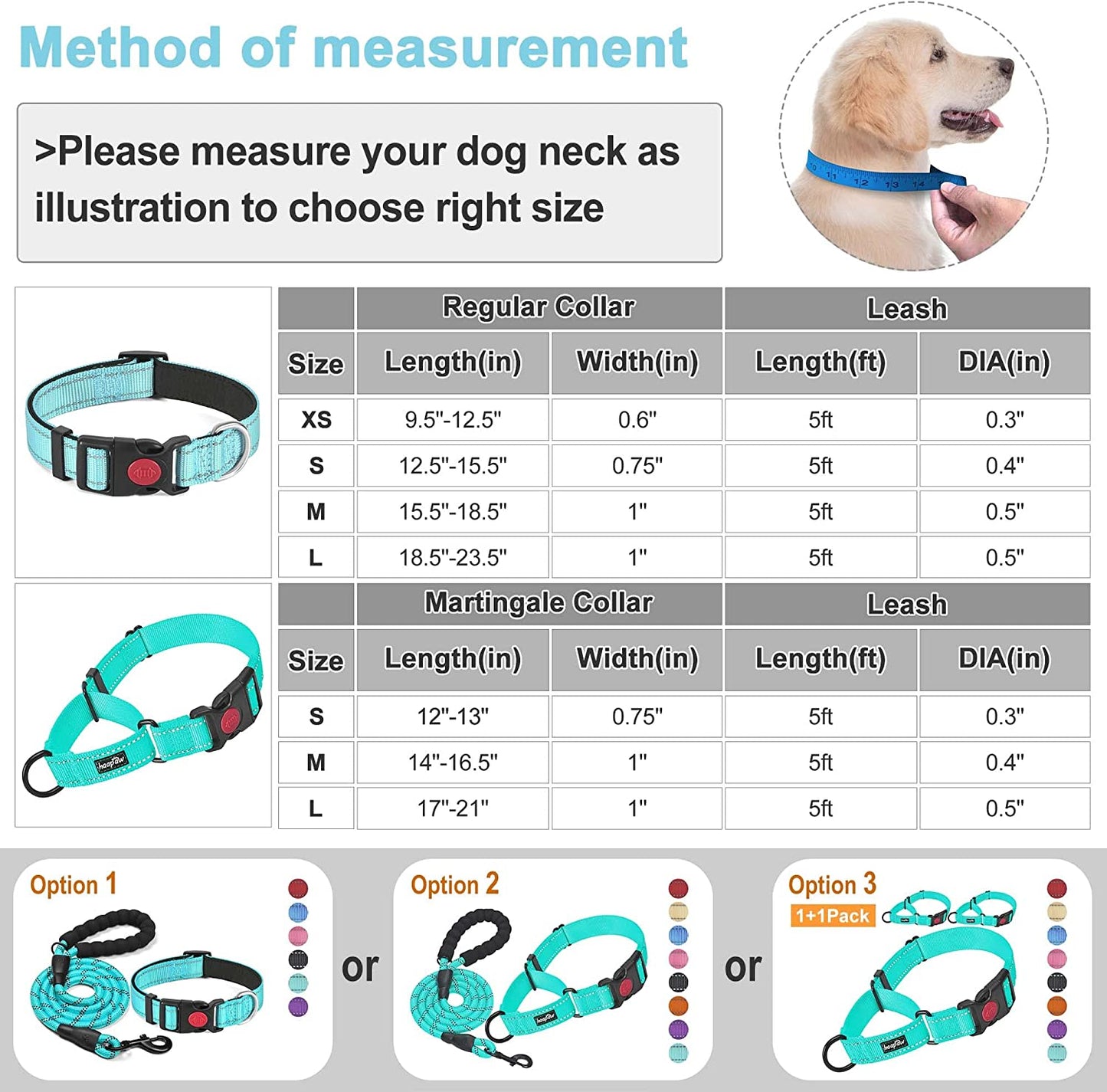 2 Packs Martingale Dog Collar with Quick Release Buckle Reflective Dog Training Collars for Small Medium Large Dogs