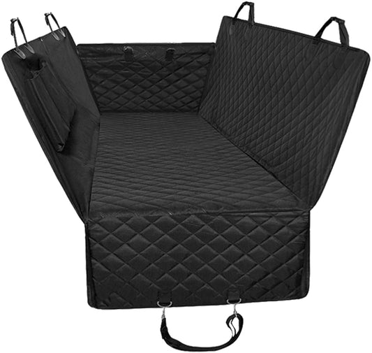 Honest Luxury Quilted Dog Car Seat Covers with Side Flap Pet Backseat Cover for Cars, Trucks, and Suv'S - Waterproof & Nonslip Diamond Pattern Dog Seat Cover Black Large (57''Wx60''L)