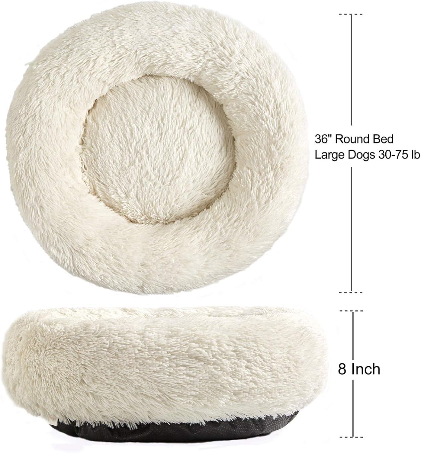 Washable Dog round Bed Large, Donut Dog Bed Large Dog, Comfy Dog Calming Cuddler Bed