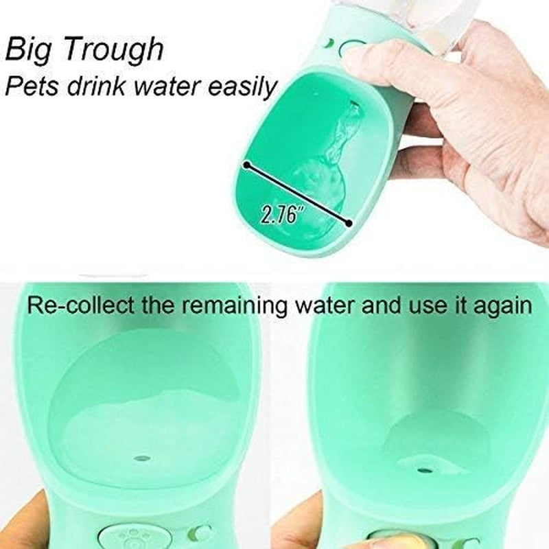 Dog Water Bottle for Walking, 2.76" Big Trough 12OZ Leak Proof Portable Small Pet Water Bottle for Cat Puppy, Pup Safe & Durable Non BPA Travel Dog Drinking Bottle for Hiking-Blue