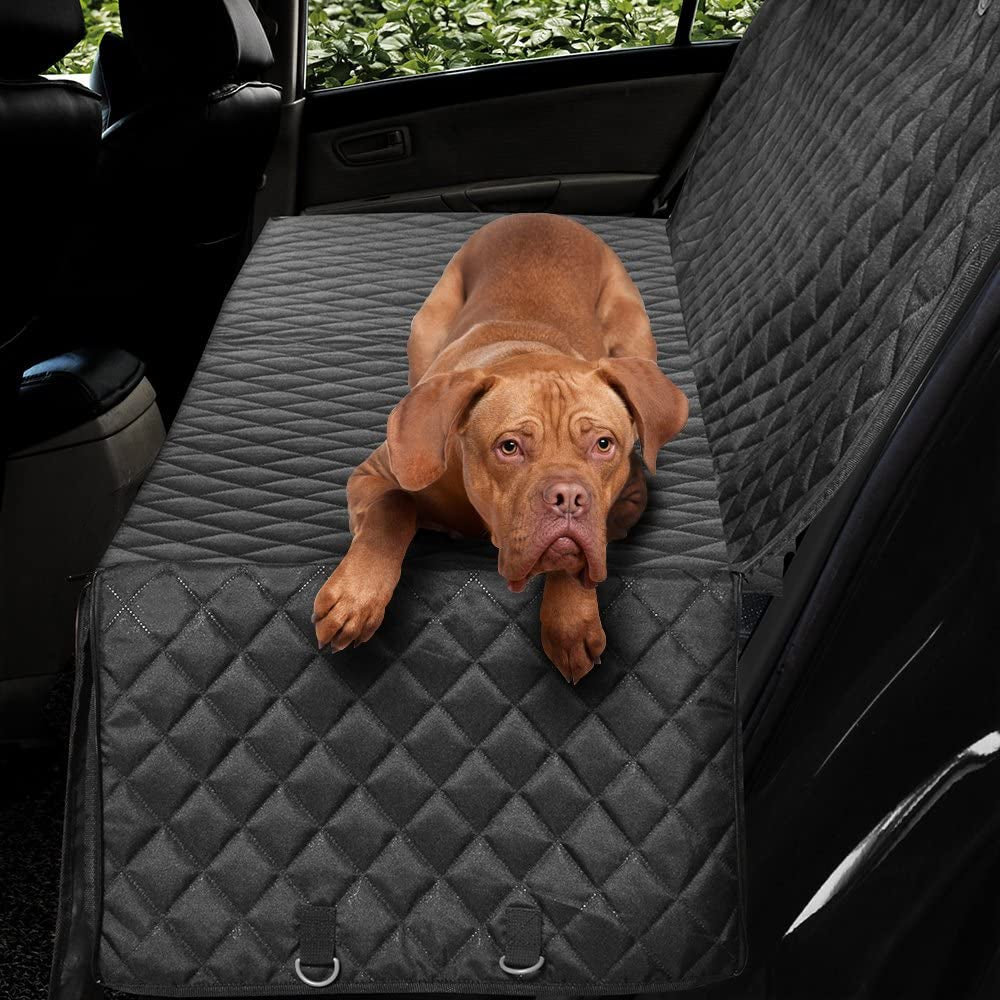 Honest Luxury Quilted Dog Car Seat Covers with Side Flap Pet Backseat Cover for Cars, Trucks, and Suv'S - Waterproof & Nonslip Diamond Pattern Dog Seat Cover Black Large (57''Wx60''L)