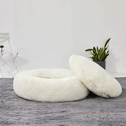 Washable Dog round Bed Large, Donut Dog Bed Large Dog, Comfy Dog Calming Cuddler Bed