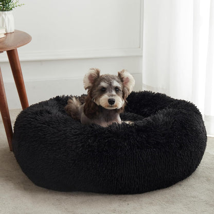 Calming Dog Bed & Cat Bed, Anti-Anxiety Donut Dog Cuddler Bed, Warming Cozy Soft Dog round Bed, Fluffy Faux Fur Plush Dog Cat Cushion Bed for Small Medium Dogs and Cats